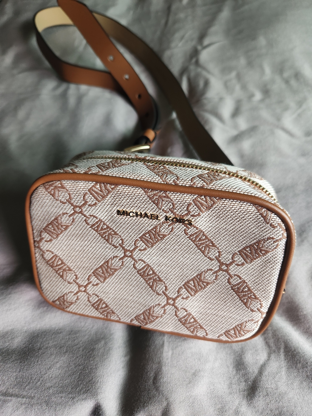 Michael Kors Tan and Cream Logo Belt Bag